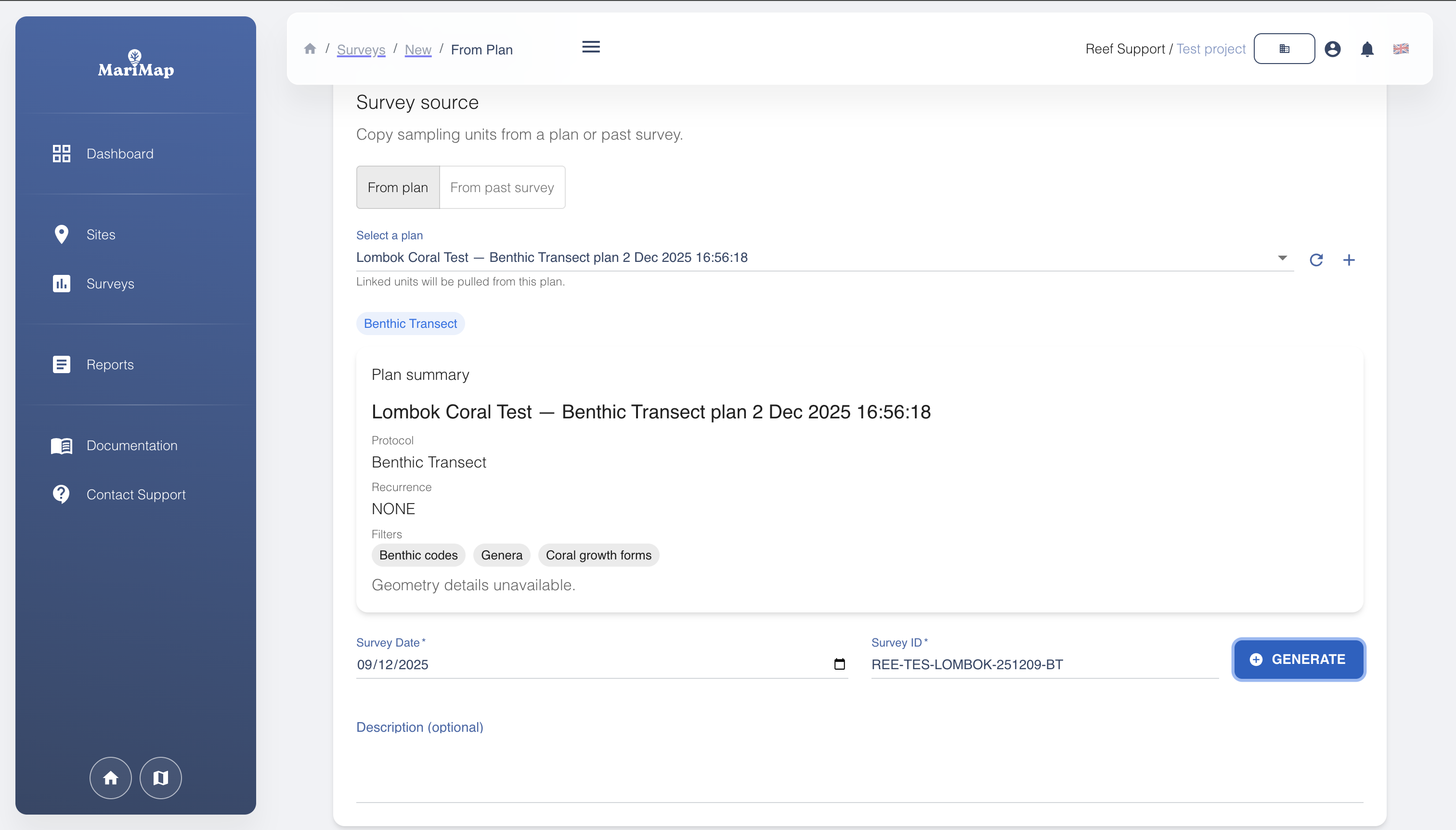 Benthic plan selection