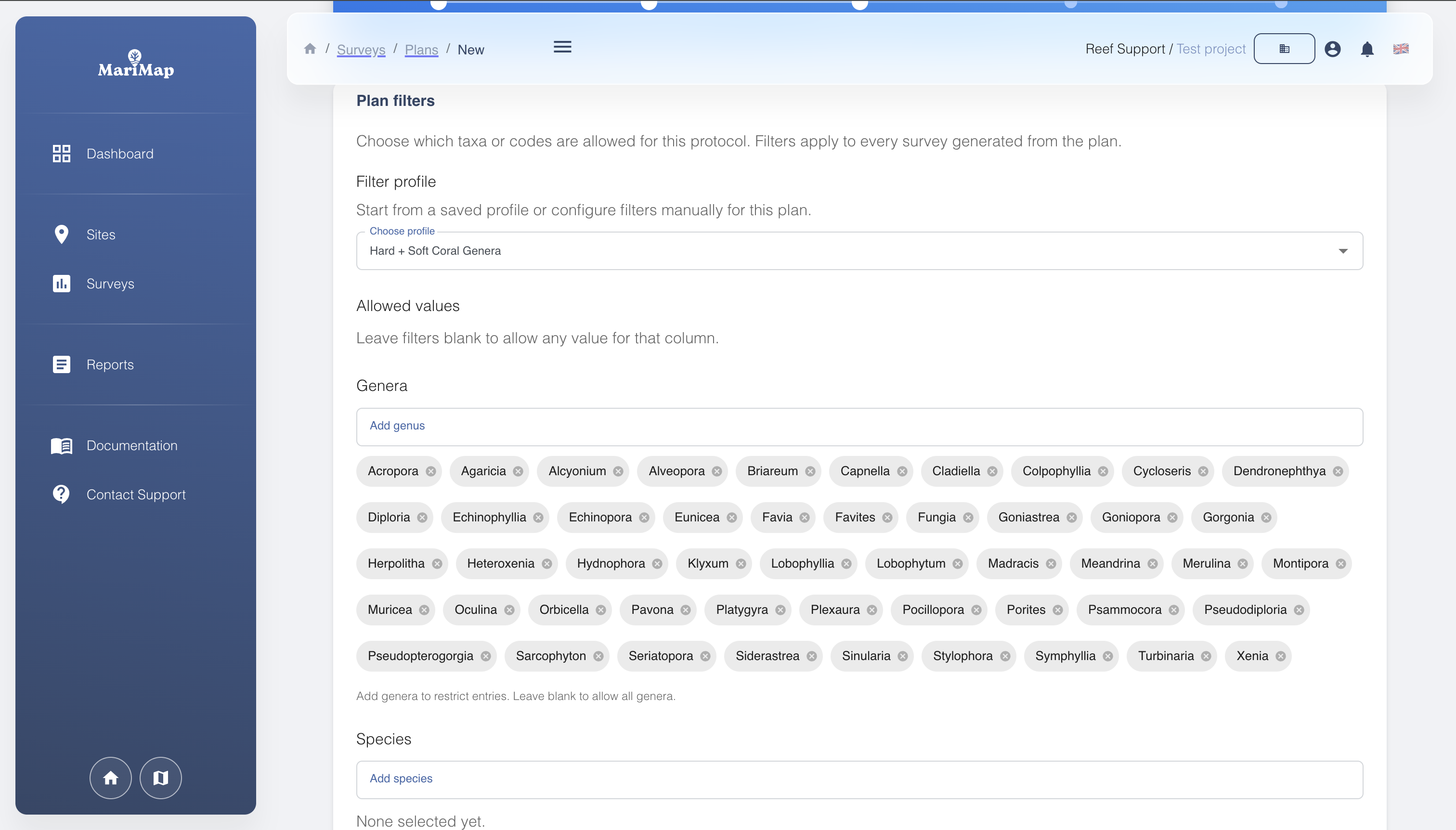 Configure plan filters